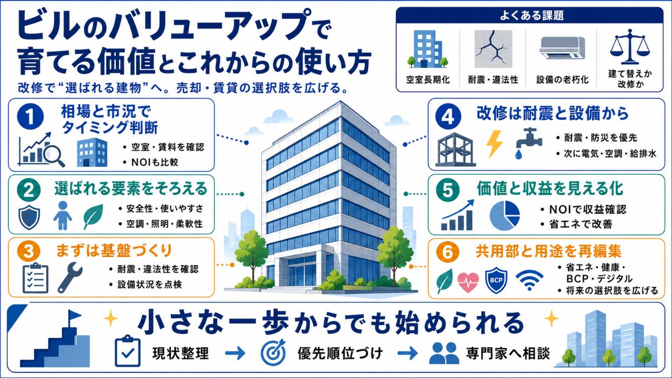 ビルのバリューアップのコンテンツまとめ